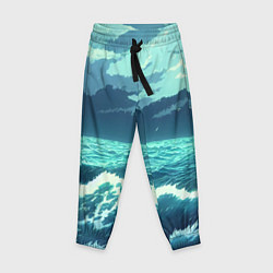Брюки детские Цунами в стиле аниме - рисунок, цвет: 3D-принт