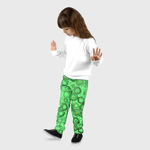 Детские брюки Ярко-зеленый неоновый абстрактный узор / 3D-принт – фото 3