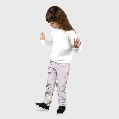 Детские брюки Красивые Цветы на Розовом фоне / 3D-принт – фото 3