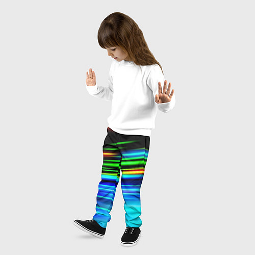Детские брюки Абстрактные неоновые полосы / 3D-принт – фото 3