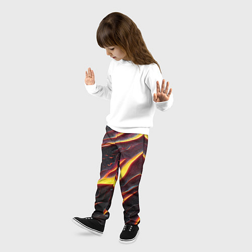 Детские брюки Огонь сквозь расколы в плите как магическая лава / 3D-принт – фото 3