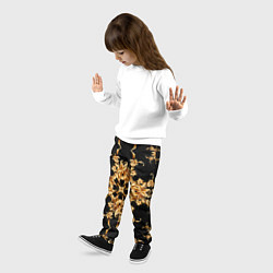 Брюки детские Золотая гжель цветы, цвет: 3D-принт — фото 2