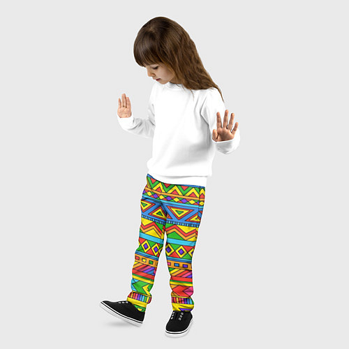 Детские брюки Красивый цветной орнамент / 3D-принт – фото 3