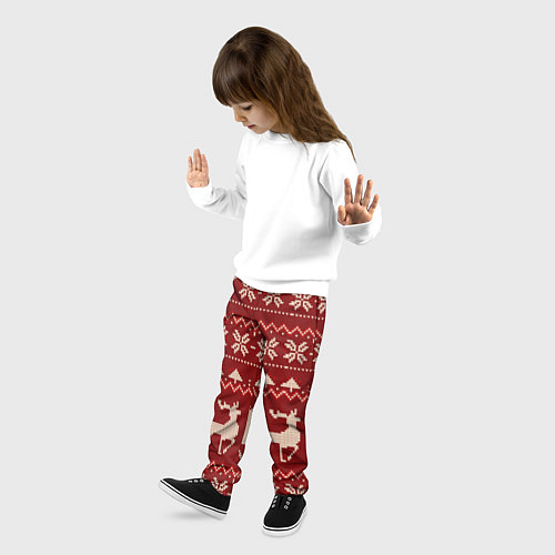 Детские брюки Узоры новогодние : Олени / 3D-принт – фото 3