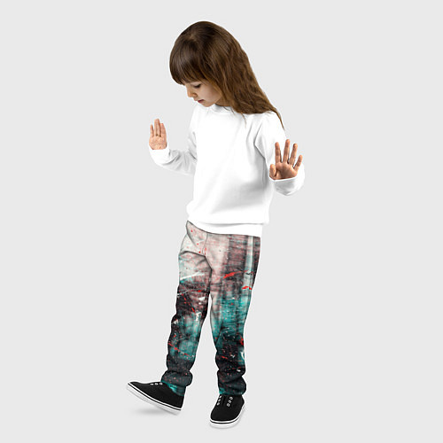 Детские брюки Абстрактные силуэты и тени с красками, царапинами / 3D-принт – фото 3