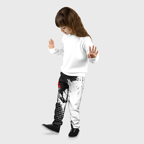 Детские брюки Mitsubishi - черно-белая абстракция / 3D-принт – фото 3