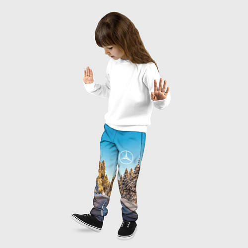 Детские брюки Мерседес - зимняя дорога через лес / 3D-принт – фото 3