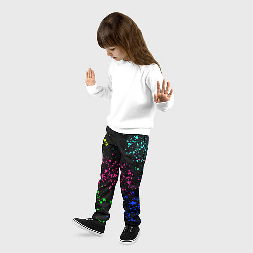 Детские брюки Брызги неоновых красок / 3D-принт – фото 3