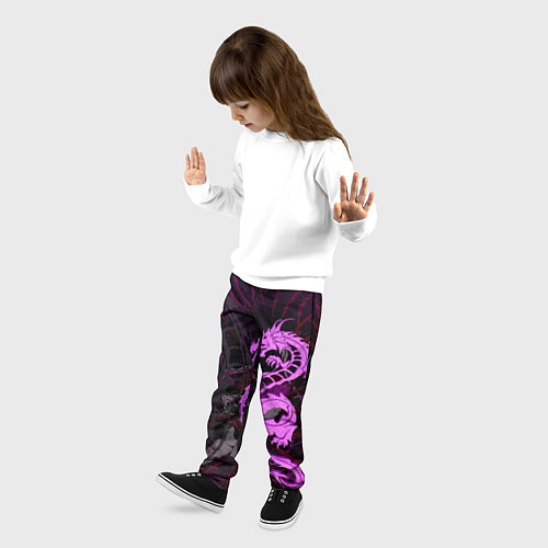 Детские брюки Неоновый дракон purple dragon / 3D-принт – фото 3