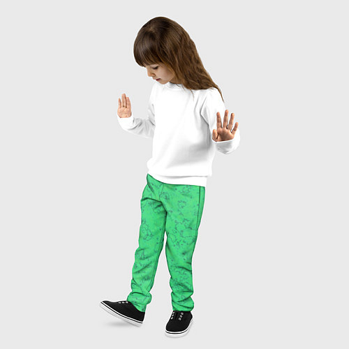 Детские брюки Мраморный зеленый яркий узор / 3D-принт – фото 3