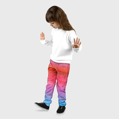 Детские брюки Красно-синий градиент акварель / 3D-принт – фото 3