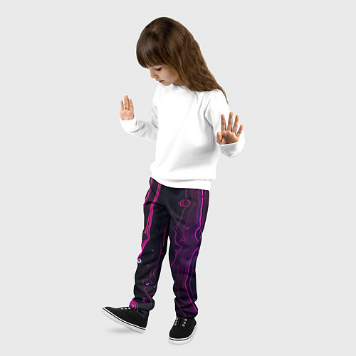 Детские брюки Фиолетовые линии песка во тьме / 3D-принт – фото 3