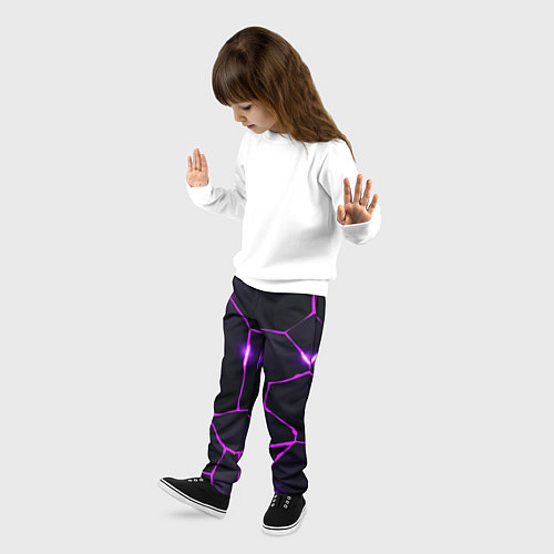 Детские брюки Фиолетовые неоновые трещины / 3D-принт – фото 3