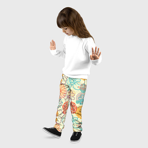 Детские брюки Цветы и геометрические фигуры скетч / 3D-принт – фото 3