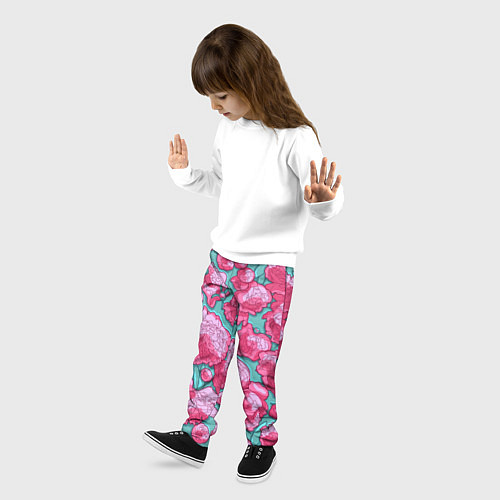Детские брюки Пышные цветы - пионы / 3D-принт – фото 3