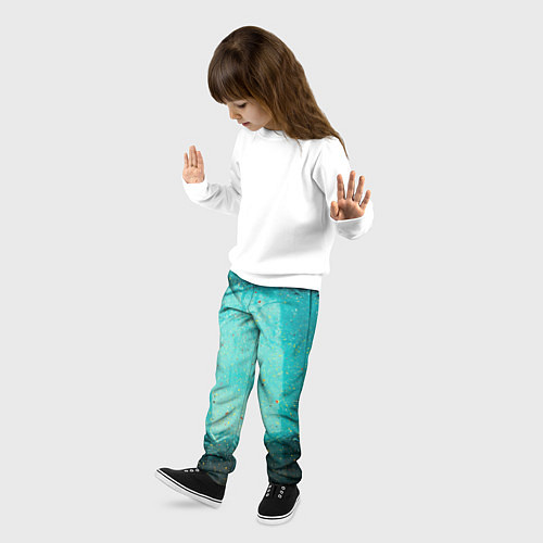 Детские брюки Сине-зелёный туман и мазки красок / 3D-принт – фото 3