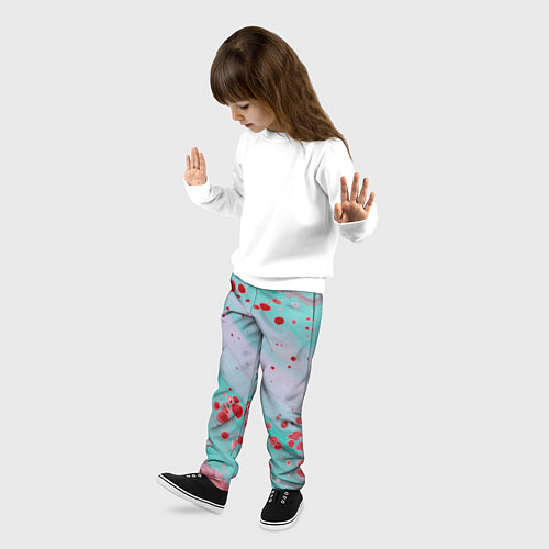 Детские брюки Волнообразные красные и голубые краски / 3D-принт – фото 3