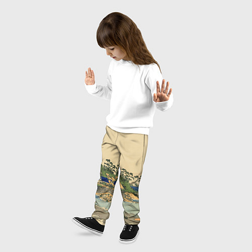 Детские брюки Японская гравюра с деревней / 3D-принт – фото 3