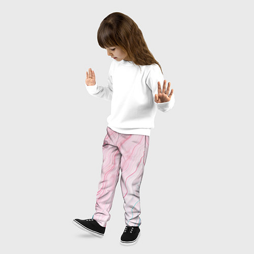 Детские брюки Розовые и голубые линии и краски / 3D-принт – фото 3