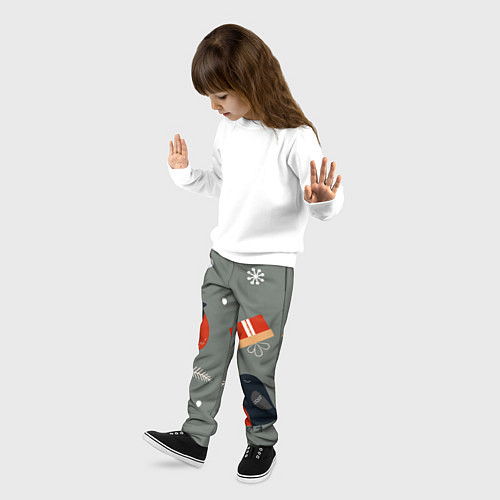 Детские брюки Новогодние снегири / 3D-принт – фото 3