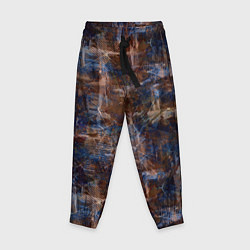 Брюки детские Коричневый с синим абстрактный гранжевый, цвет: 3D-принт