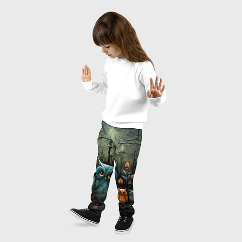 Детские брюки Совы в стиле Folk Art / 3D-принт – фото 3