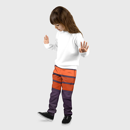 Детские брюки Полосатый фиолетово-оранжевый узор / 3D-принт – фото 3