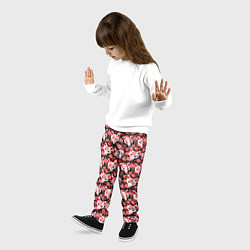 Брюки детские Маски лисиц кицунэ и камелия на черном, цвет: 3D-принт — фото 2