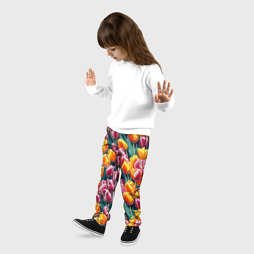Детские брюки Роскошные тюльпаны / 3D-принт – фото 3