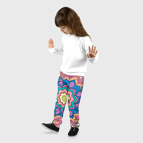 Детские брюки Цветочный разноцветный паттерн / 3D-принт – фото 3