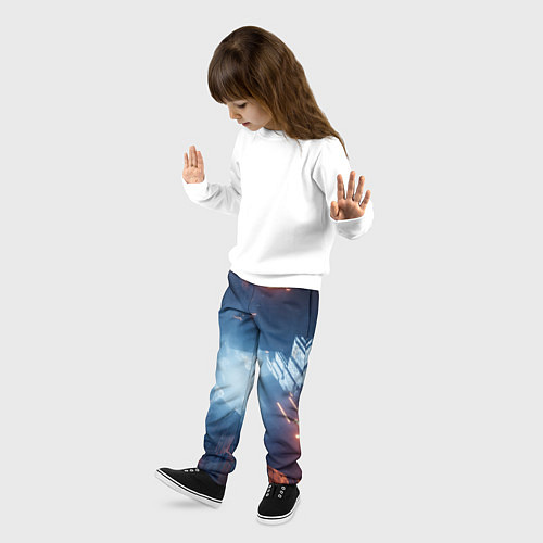 Детские брюки Множество неоновых блоков во тьме и туман / 3D-принт – фото 3