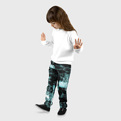 Брюки детские Абстракт голубой на чёрном, цвет: 3D-принт — фото 2