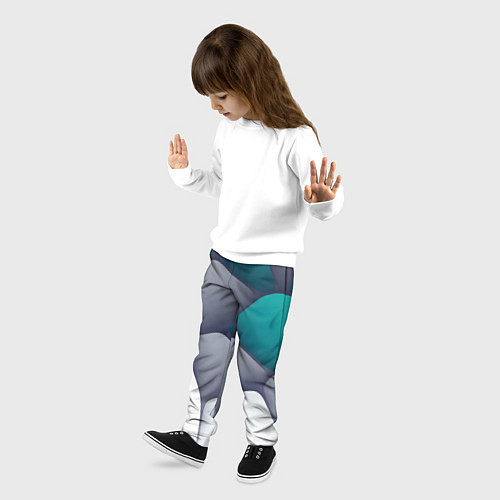 Детские брюки Серо-бело-синий каменный паттерн / 3D-принт – фото 3
