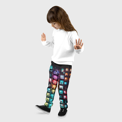 Детские брюки Разноцветный жилой дом / 3D-принт – фото 3