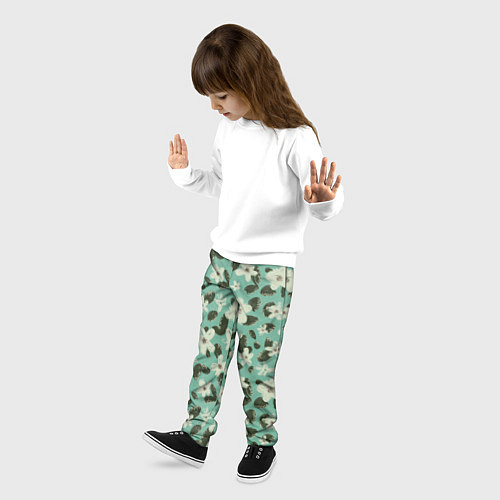 Детские брюки Абстрактные цветы на мятном фоне / 3D-принт – фото 3