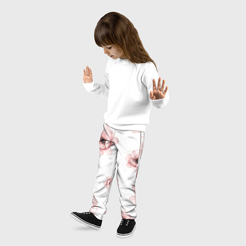 Детские брюки Цветок сакуры на белом фоне / 3D-принт – фото 3