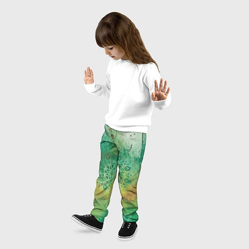 Детские брюки Мандала природы, зелёная, исцеление / 3D-принт – фото 3