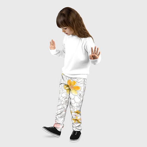 Детские брюки Нарисованный цветы - светлый / 3D-принт – фото 3