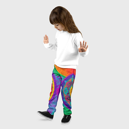 Детские брюки Красочные этнические орнаменты / 3D-принт – фото 3