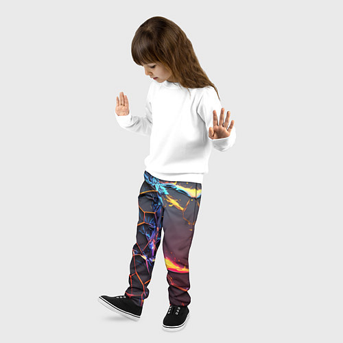 Детские брюки Подорванные неоновые плиты / 3D-принт – фото 3