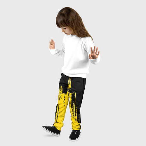 Детские брюки Фонтан бурлящей желтой краски / 3D-принт – фото 3