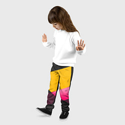 Брюки детские Желто-розовый дизайн на черном фоне, цвет: 3D-принт — фото 2
