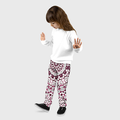 Детские брюки Этнический узор мандала в бордово-серых тонах / 3D-принт – фото 3