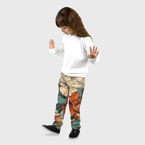 Детские брюки Цветущие пионы / 3D-принт – фото 3