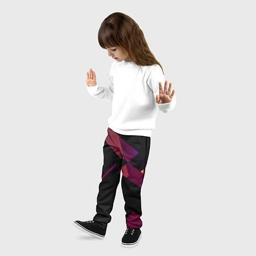 Детские брюки Тёмно-розовые фигуры во тьме / 3D-принт – фото 3