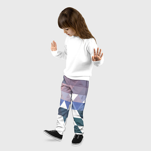 Детские брюки Абстрактные разноцветные треугольники в паттерне / 3D-принт – фото 3