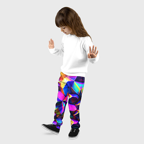 Детские брюки Бензиновые неоновые кристаллы / 3D-принт – фото 3
