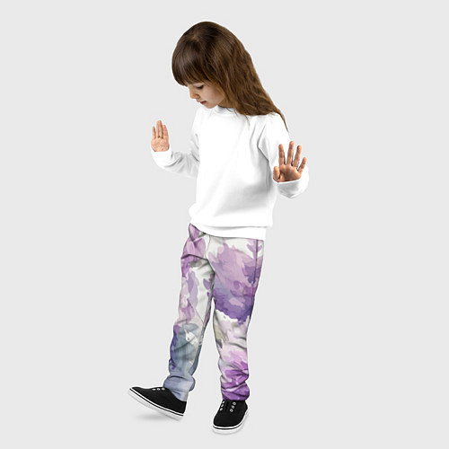 Детские брюки Сирень и Пионы Акварель / 3D-принт – фото 3