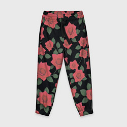 Брюки детские Алые розы на черном, цвет: 3D-принт