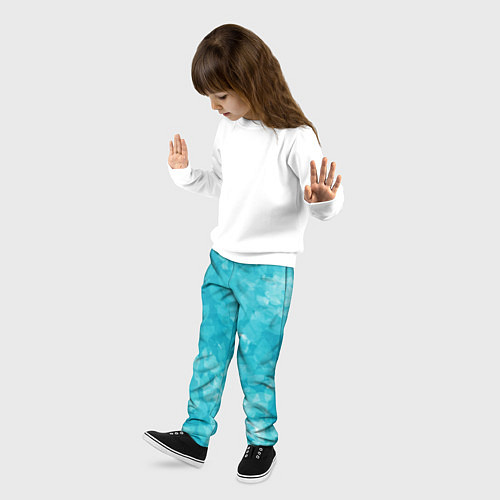 Детские брюки Листья стилизация текстура сине-голубой / 3D-принт – фото 3